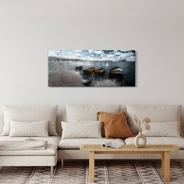Tablou - Bărci de lemn pe lac (120x50 cm)