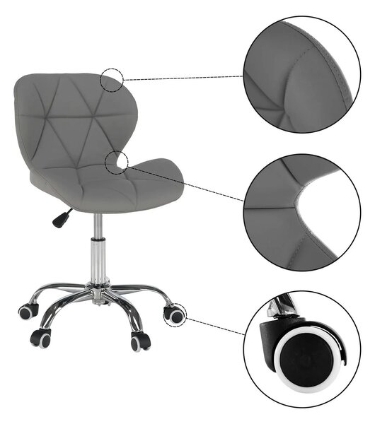 Scaun birou ARGUS NEW, gri/crom, piele ecologica/metal, 47x56x73/84 cm