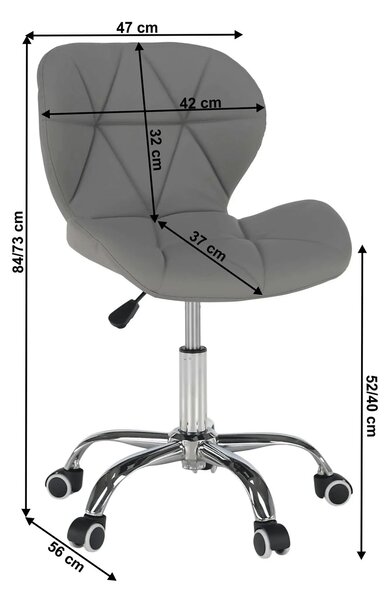 Scaun birou ARGUS NEW, gri/crom, piele ecologica/metal, 47x56x73/84 cm