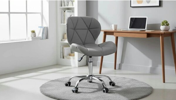 Scaun birou ARGUS NEW, gri/crom, piele ecologica/metal, 47x56x73/84 cm