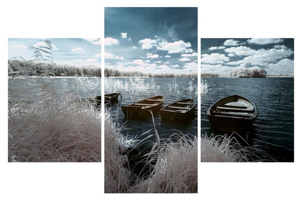 Tablou - Bărci de lemn pe lac (90x60 cm)