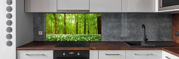 Panou sticla securizata bucatarie Flori în pădure