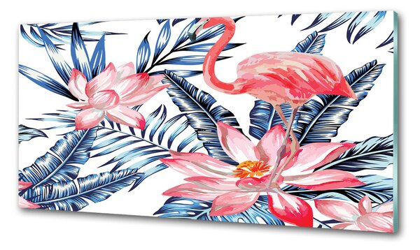 Panou de bucătărie Flamingos și plante