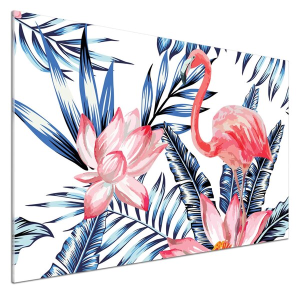 Panou de bucătărie Flamingos și plante