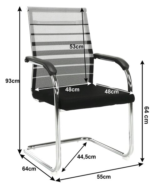 Scaun ESIN, negru/gri, plasa/metal, 55x64x93 cm