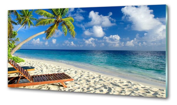 Panou sticlă decorativa bucătărie plaja tropicala