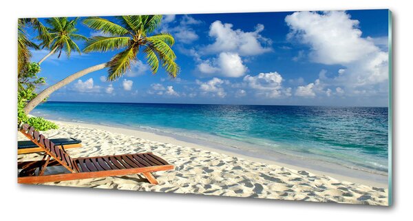 Panou sticlă decorativa bucătărie plaja tropicala