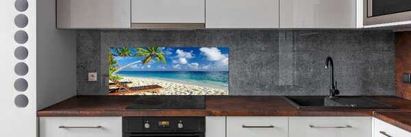 Panou sticlă decorativa bucătărie plaja tropicala