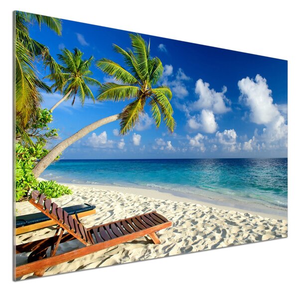 Panou sticlă decorativa bucătărie plaja tropicala