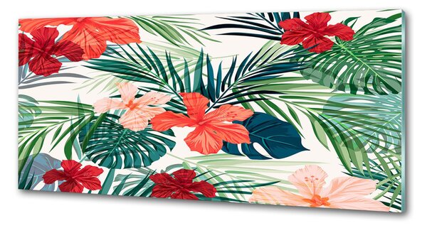 Sticlă printata bucătărie flori tropicale