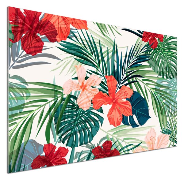 Sticlă printata bucătărie flori tropicale