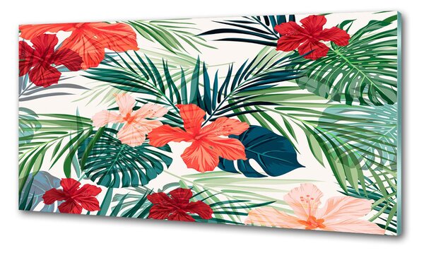 Sticlă printata bucătărie flori tropicale