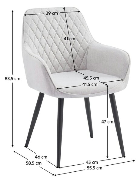 Scaun OSKOR, stofa clasica gri deschis - Nea 03, 56x59x84 cm