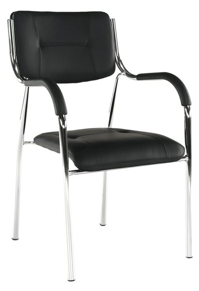 Scaun ILHAM, negru/crom, piele ecologica/metal, 52x55x85 cm