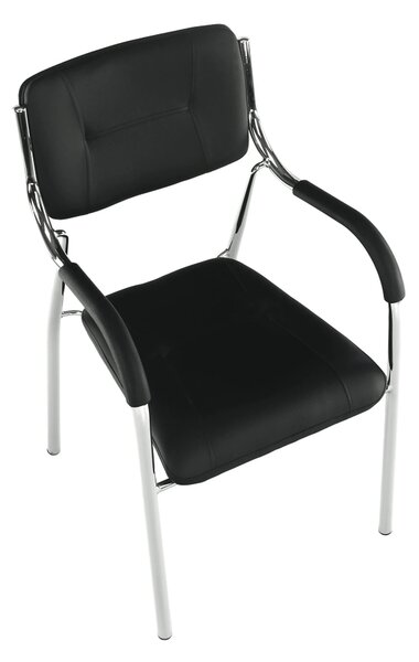 Scaun ILHAM, negru/crom, piele ecologica/metal, 52x55x85 cm