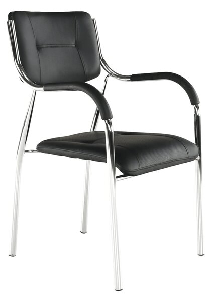 Scaun ILHAM, negru/crom, piele ecologica/metal, 52x55x85 cm