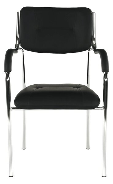 Scaun ILHAM, negru/crom, piele ecologica/metal, 52x55x85 cm