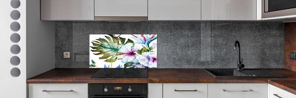 Sticlă printata bucătărie flori Hawaii