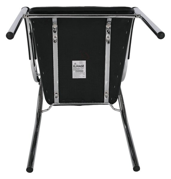 Scaun ILHAM, negru/crom, piele ecologica/metal, 52x55x85 cm
