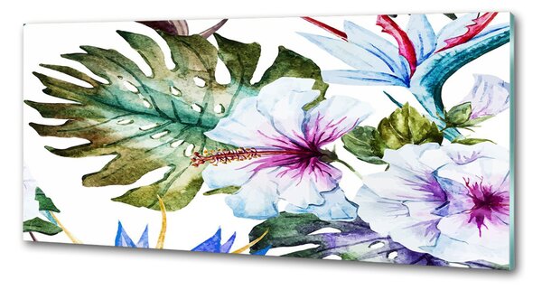 Sticlă printata bucătărie flori Hawaii