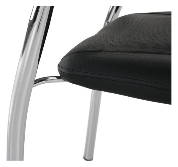 Scaun ILHAM, negru/crom, piele ecologica/metal, 52x55x85 cm