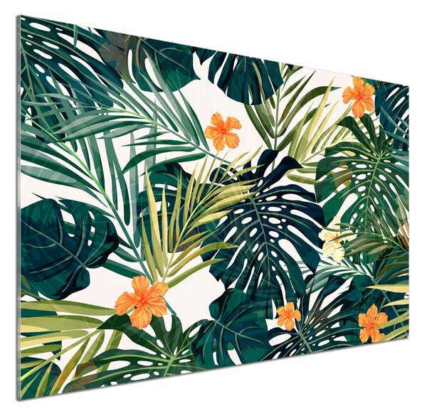 Sticlă printata bucătărie frunze tropicale