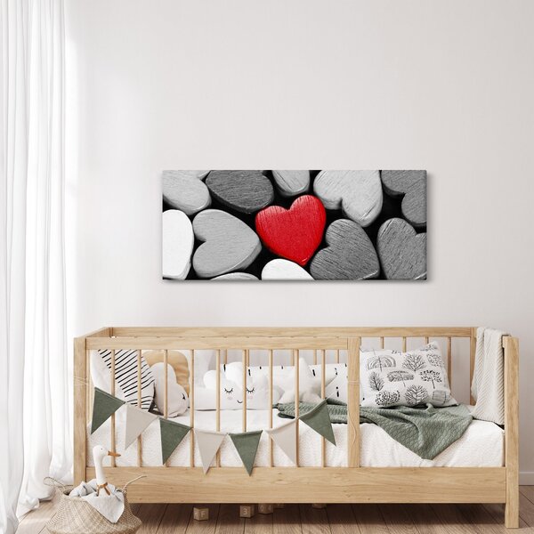 Tablou cu inimioare din lemn (120x50 cm)
