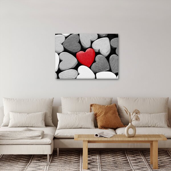 Tablou cu inimioare din lemn (70x50 cm)