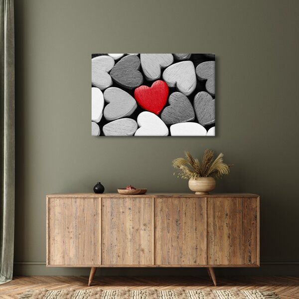 Tablou cu inimioare din lemn (90x60 cm)