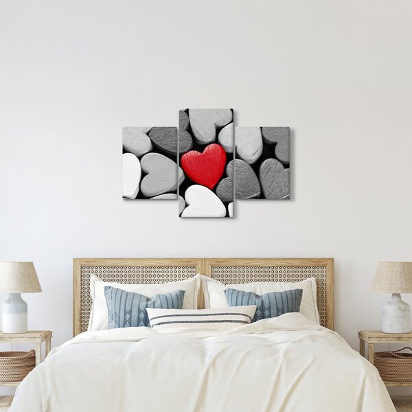 Tablou cu inimioare din lemn (90x60 cm)