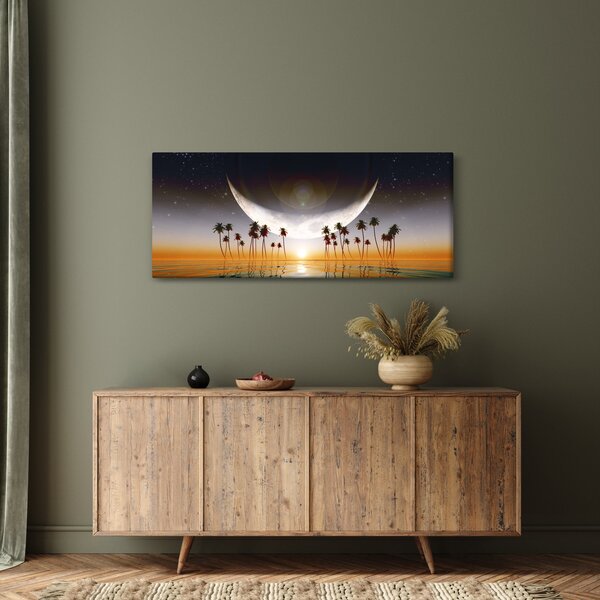 Tablou - Luna deasupra palmierilor (120x50 cm)