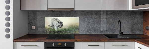Panou sticlă decorativa bucătărie tigru alb