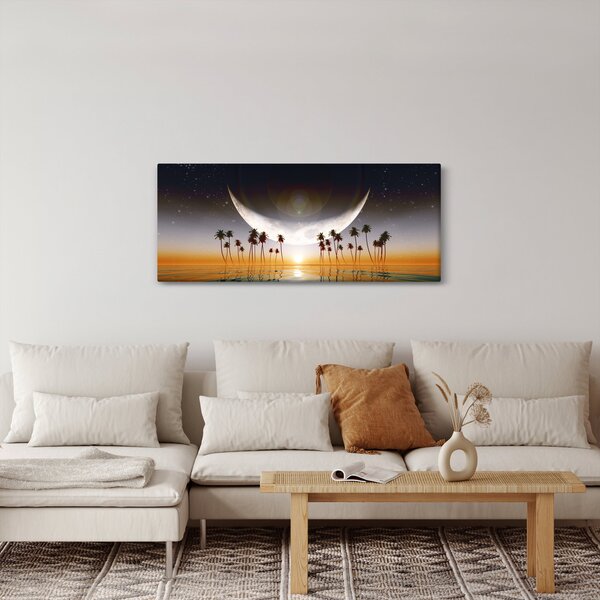 Tablou - Luna deasupra palmierilor (120x50 cm)