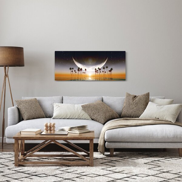 Tablou - Luna deasupra palmierilor (120x50 cm)