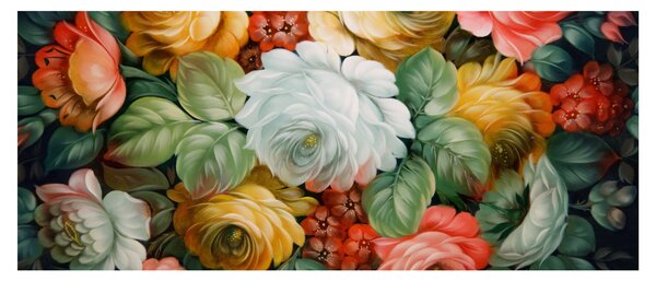 Tablou cu buchet pictat de flori (120x50 cm)