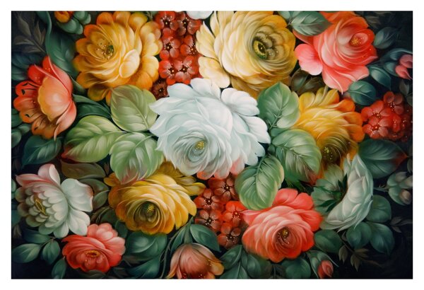 Tablou cu buchet pictat de flori (90x60 cm)