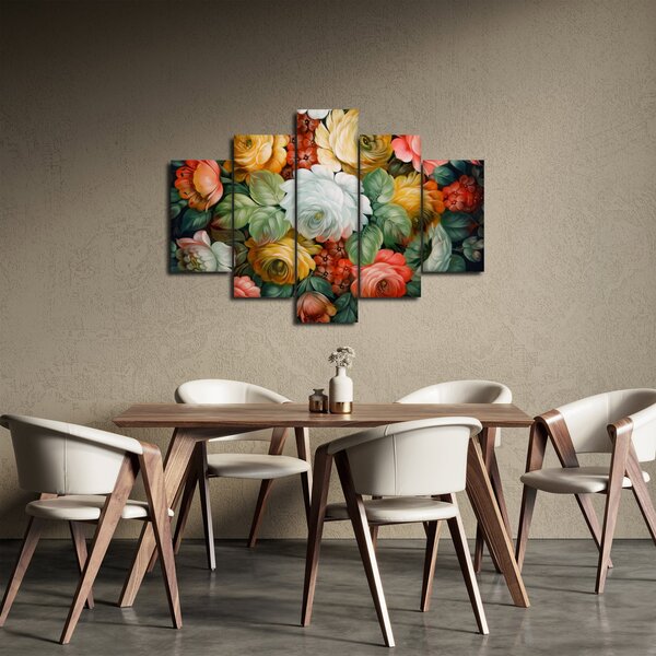 Tablou cu buchet pictat de flori (150x105 cm)