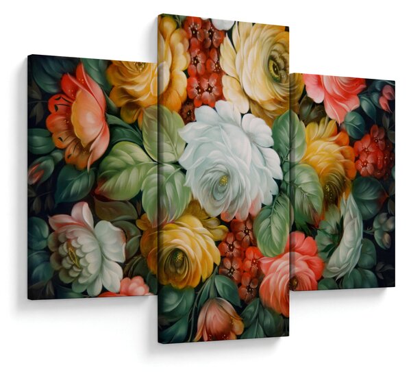 Tablou cu buchet pictat de flori (90x60 cm)