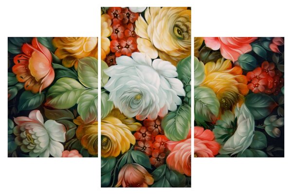 Tablou cu buchet pictat de flori (90x60 cm)