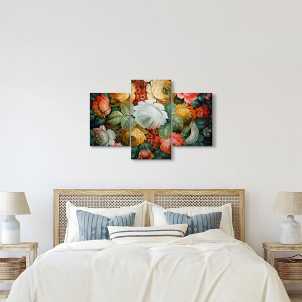 Tablou cu buchet pictat de flori (90x60 cm)
