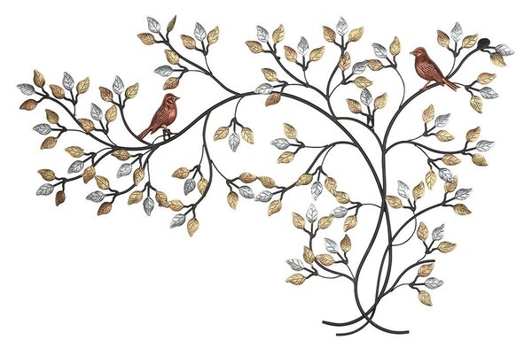Decoratiune pentru perete din metal Vrabiute in Copac 110 cm