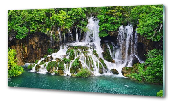 Panou sticla securizata bucatarie Cascada în munți