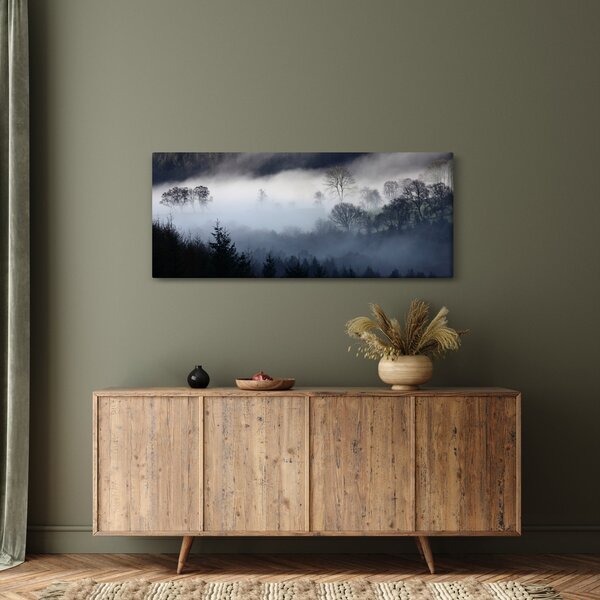 Tablou cu ceță deasupra pădurii (120x50 cm)
