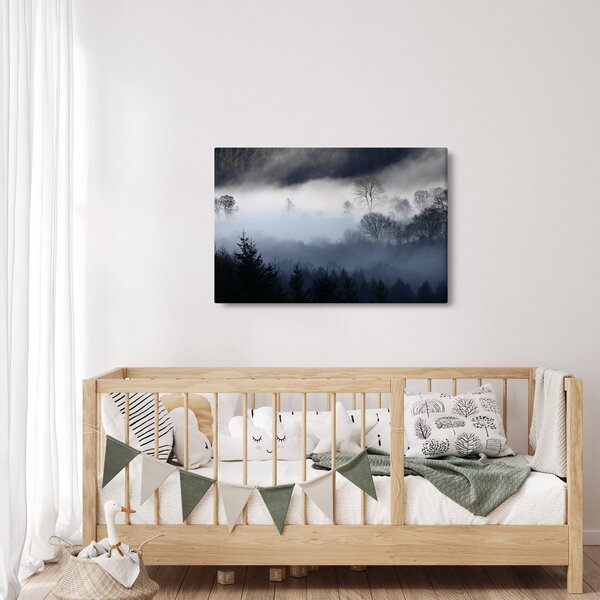 Tablou cu ceță deasupra pădurii (90x60 cm)