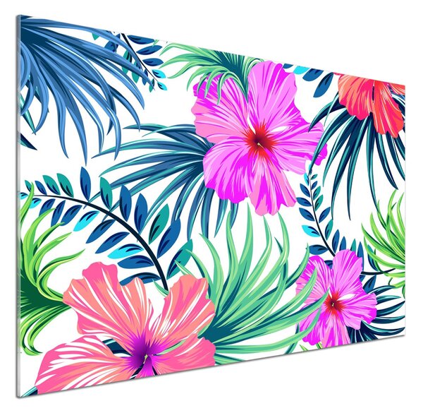 Panou sticlă decorativa bucătărie flori Hawaii