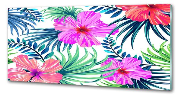 Panou sticlă decorativa bucătărie flori Hawaii