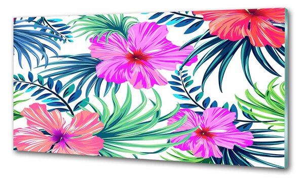 Panou sticlă decorativa bucătărie flori Hawaii