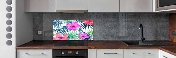 Panou sticlă decorativa bucătărie flori Hawaii