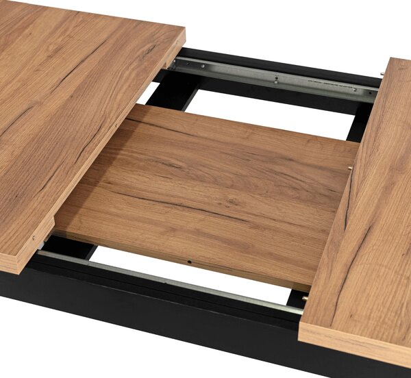 Masă sufragerie extensibilă Seguiremos (stejar craft auriu + negru) (pentru 4-6 persoane). 1119037