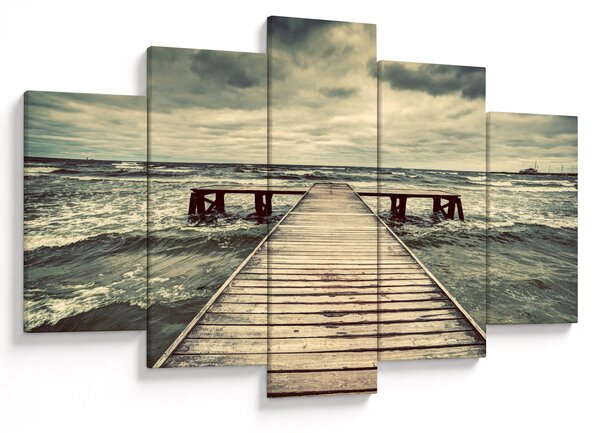 Tablou cu dig din lemn la mare (150x105 cm)